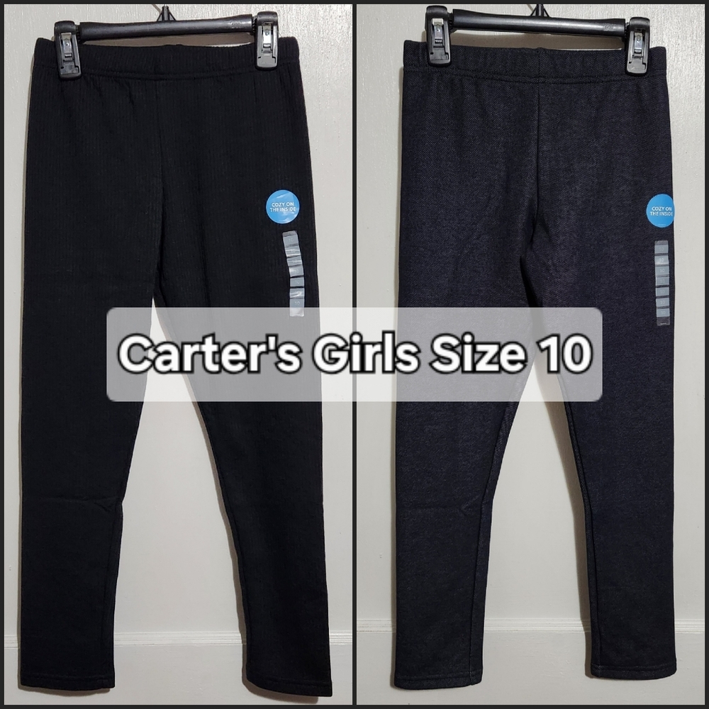 Carter's Size 10 Girls Leggings Black & Blue Jean Colors